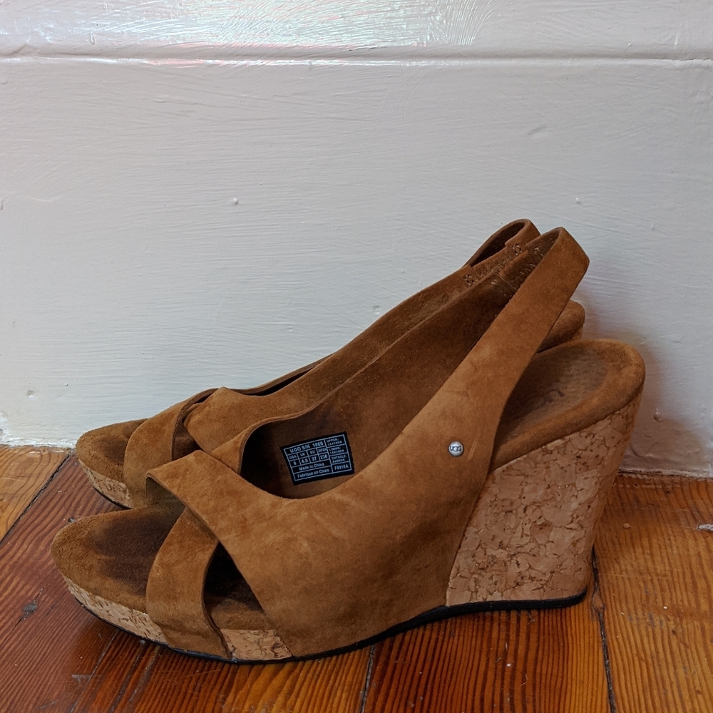 Cork and suede UGG wedges size 6
